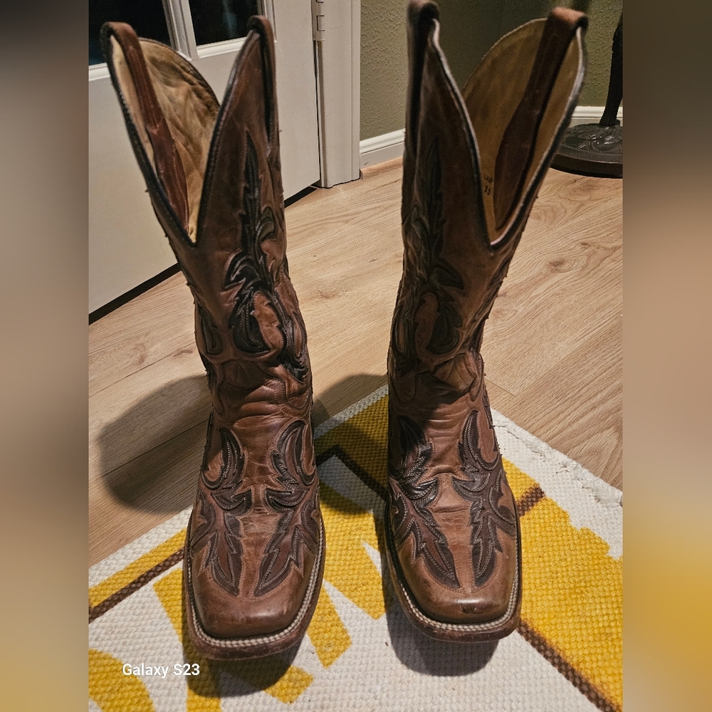 CORRAL Men’s Tan with Chocolate Inlay Square Toe Cowboy Boots G1137 Size 9ee